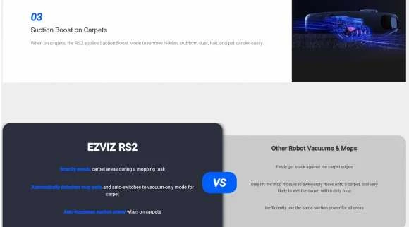 Dulkių siurblys - robotas EZVIZ CS-RS2-TWT2, Baltas
