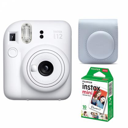 Fujifilm Momentinis fotoaparatas instax mini 12 CLAY Baltas+instax mini glossy (10pl)+originalus dėklas