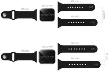 Fusion Accessories 38/40/41/mm juodas silikoninis dirželis S/M