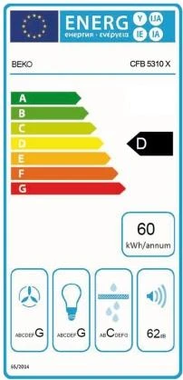 Gartraukis po spintele Beko CFB 5310 X (125 m3/h, sidabrinis spalvos)
