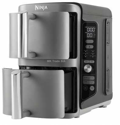 Karšto oro gruzdintuvė Ninja Double Stack XL, 2 lygių, 9,5 l, SL400EU, Tamsiai pilka