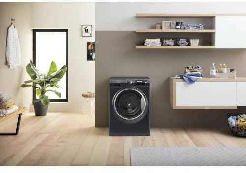Skalbimo mašina Juodos spalvos skalbyklė Hotpoint Ariston NLCD 948 BS A EU