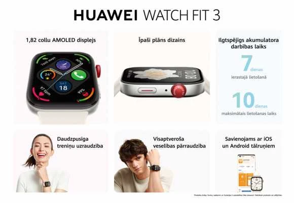 Išmanusis laikrodis Huawei Watch Fit 3, Juodos spalvos