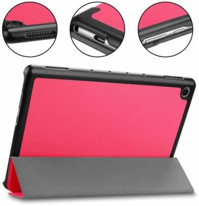 iLike Galaxy Tab A9 8.7 X110 Tri-Fold Eco-Leather Stand Case Coral Rožinė