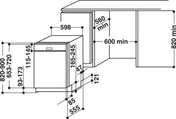 Whirlpool WBC3C26B indaplovė Pusiau įmontuotas 14 vietos A++