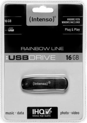 STICK 16GB 2.0 Intenso Rainbow Line juodas