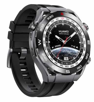Išmanusis laikrodis Huawei Watch Ultimate Expedition, Sidabrinės ir juodos spalvos korpusas su juodu dirželiu