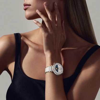 Išmanusis laikrodis Huawei Watch GT 5 Pro Active (42 mm), Baltos spalvos keramikinis dirželis su aukso spalvos detalėmis