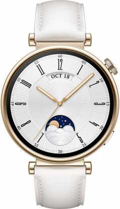 HUAWEI WATCH GT4 41mm Gold White Leather Armband