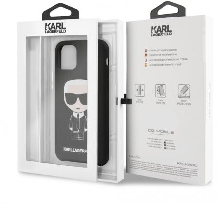 Karl Lagerfeld KLHCN58SLFKBK iPhone 11 Pro kietas dėklas juodas / juodas silikoninis ikoninis