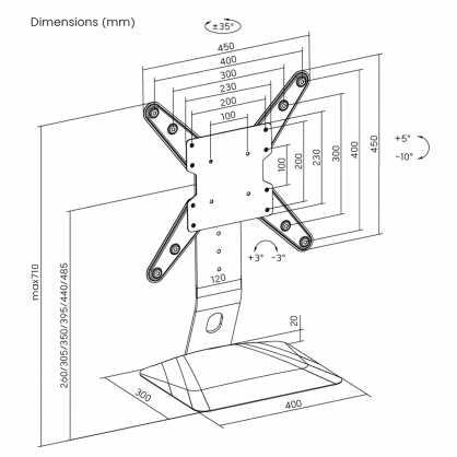 Laikiklis Kivi MOTION TV STAND, VESA 400x400