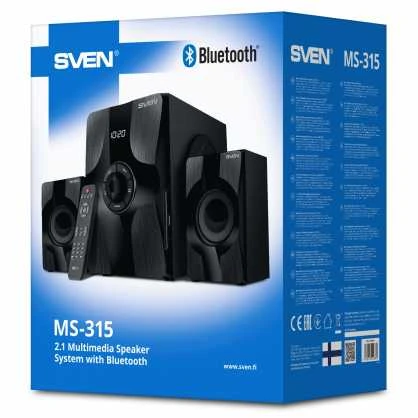 Kompiuterio kolonėlės 2.1 speakers SVEN MS-315, juodas, Bluetooth, FM, USB, Ekranas, RC unit, power output 20W+2x13W (RMS)