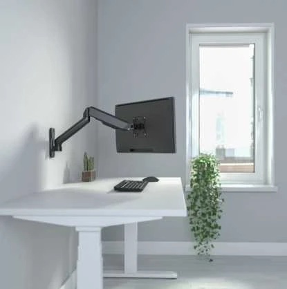 Sieninis laikiklis DELTACO OFFICE su dujine spyruokle, pakeliamas, pasukamas, apsukamas, 17-32", VESA, juodas / ARM-0360