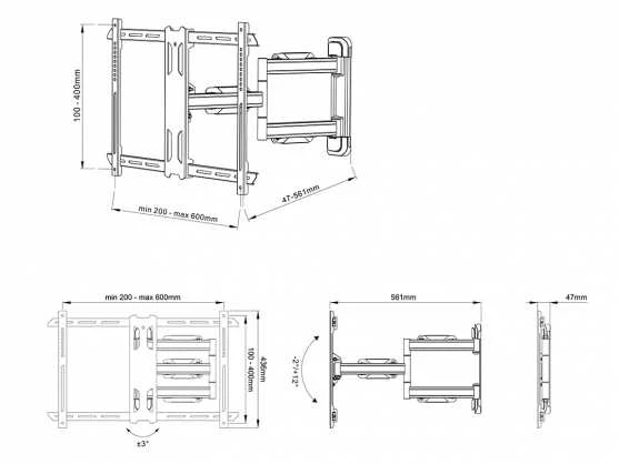 MULTIBRACKETS MB-2765 Sieninis pasukamas laikiklis televizoriams 70" / 40kg