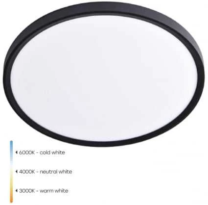 Lubinis šviestuvas Kinkiet Eko-Light LED 18W 3CCT 2160lm 230*25mm. IP44 Juodas