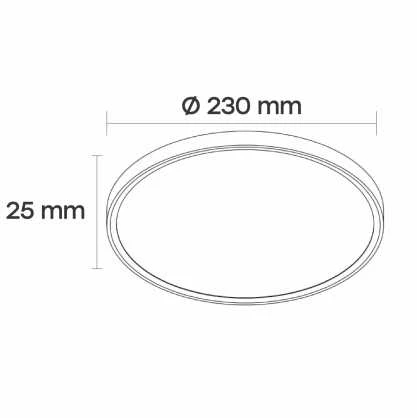 Lubinis šviestuvas Lampa sufitowa Visional LED Atsparus vandeniui luminaire 18W, 3CCT, 2160Lm, IP44, Ø 230 x 25 mm, W