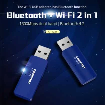 „Comfast WiFi“, „Bluetooth“ USB adapteris, 1300 Mbps, 2,4 GHz, 5 GHz