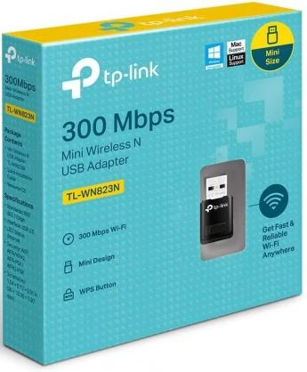 TP-LINK N300 WLAN Mini-USB adapteris, 2,4 GHz, 802.11b/g/n, QSS mygtukas, Autorun įrankis, palaiko Windows XP/Vista/7/8 ir MacOS