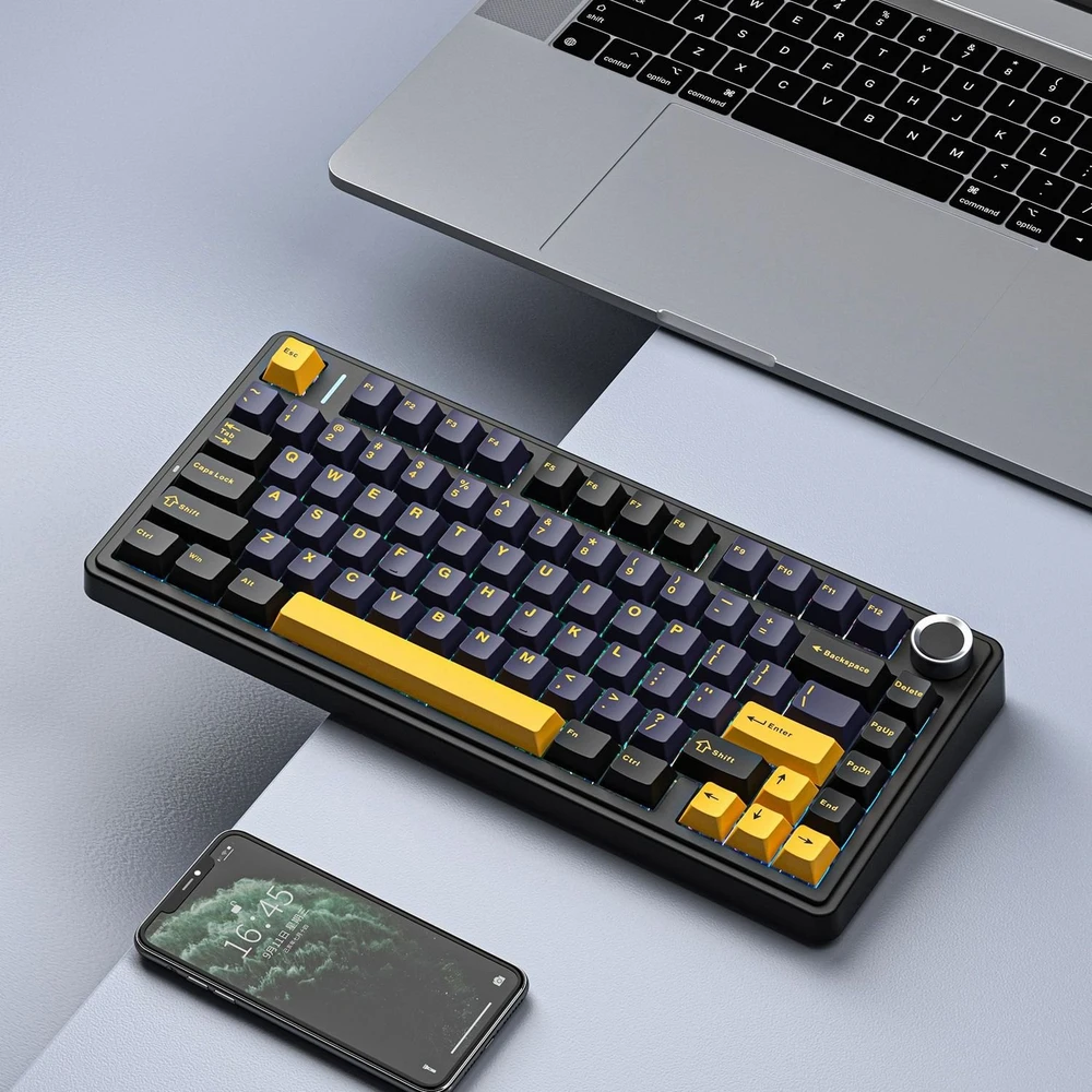 Mechaninė belaidė žaidimų klaviatūra Aula F75, su RGB apšvietimu, EN / RU išdėstymas, juodos spalvos