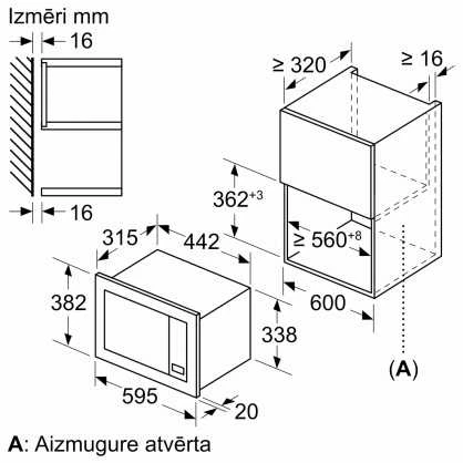 Bosch mikrobangų krosnelė | BFL623MW3 | Įmontuojama | 800 W | 20 l | Baltas