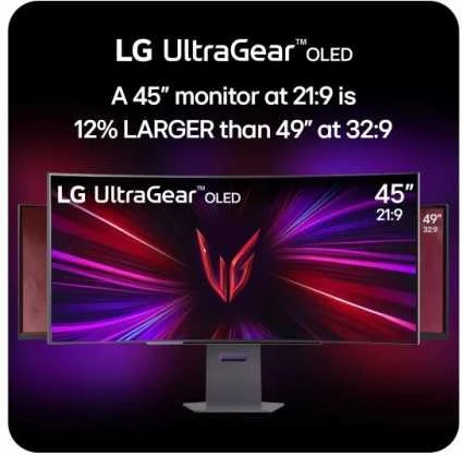 Monitorius LG | 45GS95QE-B | 45 " | OLED | 21:9 | 240 Hz | 0.03 ms | 3440 x 1440 pikselių | 275 cd/m² | HDMI jungtys quantity 2