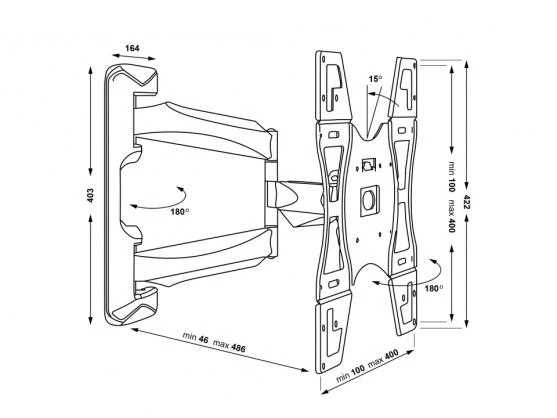 Laikiklis Multibrackets Daugialaikiai laikikliai MB FLEXARM FULL MOTION SINGLE VESA 400X400, 30KG