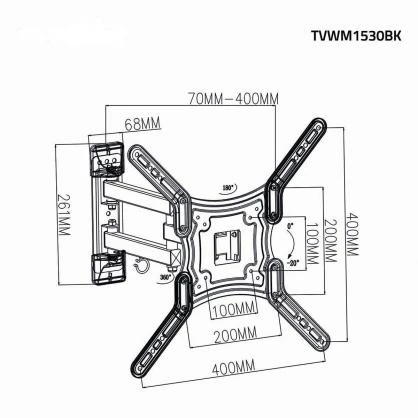 Nedis TVWM1530BK televizoriaus laikiklis 139,7 cm (55") Juoda