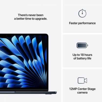 Nešiojamas kompiuteris „MacBook Air“ 13 colių įstrižainės „Apple M4 10C“ procesorius, „10C GPU“ / 16 GB / 512 GB SSD / vidurnakčio / RUS