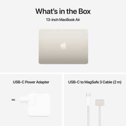Nešiojamas kompiuteris MacBook Air 13 colių Apple M4 10C CPU, 8C GPU/16GB/256GB SSD/Starlight/INT