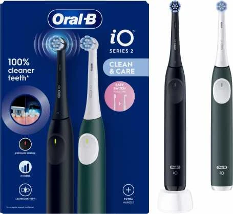 Braun iOS2d.2ZZ9.0 Oral-B iO2 Elektrinis Dantų Šepetėlis Duo Night Juodas and Žalias Forest