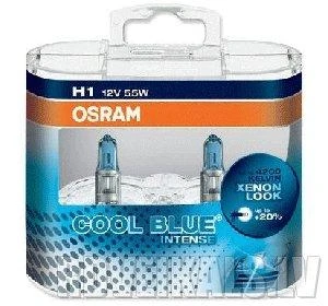 Osram H1 automobilinės lemputės pakuotėje