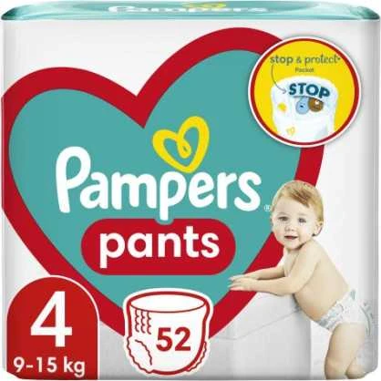 Pampers Pants Sauskelnės-Kelnaitės, 4 Dydis, 52 Sauskelnės, 9-15 kg