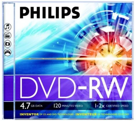 „Philips“ DVD-RW 4,7 GB 5 vnt. dėklas, 4 folijos dėklas