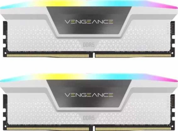 RAM CORSAIR DDR5 6000MT/s 32GB 2x16GB DIMM Unbuffered 36-44-44-96 Std PMIC XMP 3.0 VENGEANCE RGB DDR5 Baltas Heatspreader Juodas PCB 1.4V