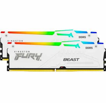 RAM Kingston KF560C30BWEAK2-64 64GB 6000MT/s DDR5 CL30 DIMM (Kit of 2) FURY Beast Baltas RGB EXPO | Kingstonas
