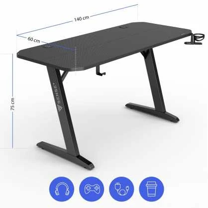 SENSE7 Nomad Basic rašomasis stalas, juodas, 140 cm x 60 cm, bazinis