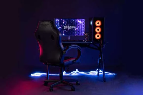 Žaidimų kėdė SENSE7 Prism, Juoda (odinė)
