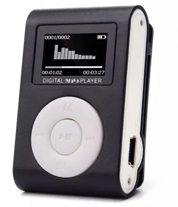  Setty Metal Clip MP3 grotuvas with FM Radio LCD Ekranas Micro SD Slot iki 32GB built-in Li-Ion Baterija Juodas