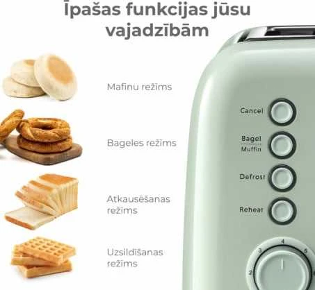BUYDEEM 2 gabalėlių skrudintuvas, modelis DT620E, spalva Cozy Greenish, EU