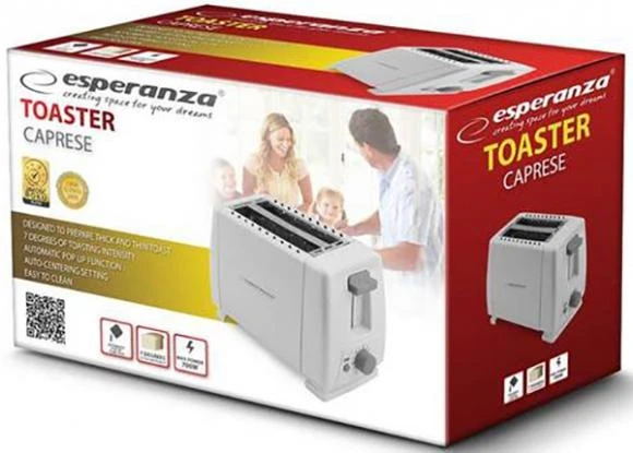 Skrudintuvas Toaster Esperanza Caprese EKT001 (600W, baltos spalvos)