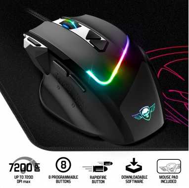 Spirit Of Gamer Pro Series Pelė žaidimams PRO-M3 RGB + Pelė kilimėlis Juodas
