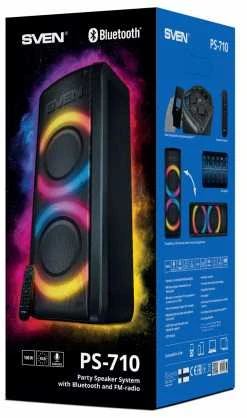 Garsiakalbis SVEN PS-710, juodas (100W, TWS, Bluetooth, FM, USB, Micro SD, LED ekranas, 4400mA*h)