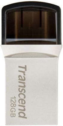 TRANSCEND 128GB USB3.0 Pen Drive OTG Type A&C Sidabrinis