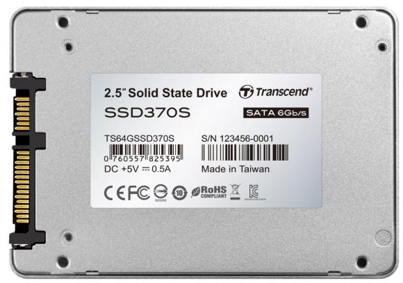 TRANSCEND SSD370S 64 GB SSD 6,4 cm 2,5 colio SATA 6 Gb/s MLC aliuminio dėklas