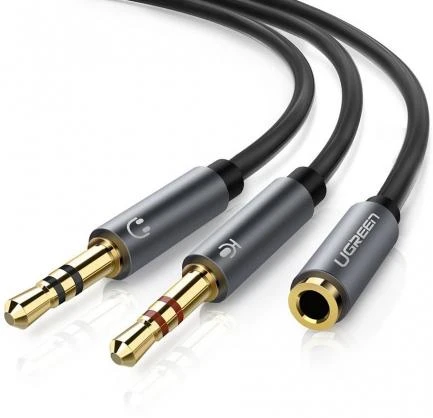 Audio kabelis UGREEN 3.5mm lizdas - 2xkištukas - Juodas