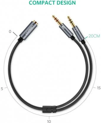 Audio kabelis UGREEN 3.5mm lizdas - 2xkištukas - Juodas