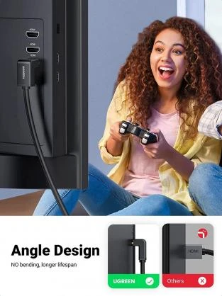 UGREEN HD103 kabelis HDMI - HDMI kampinis, 4K, 2 m (juodas)