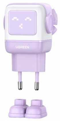 Įkroviklis Ugreen Nexode RG 65W GaN, 2 x USB-C + USB-A, violetinės spalvos