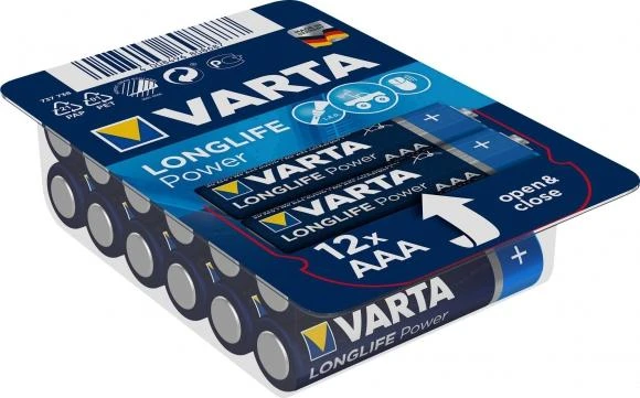 Varta Longlife Power AAA šarminės baterijos 1,5 V, 12 vnt.