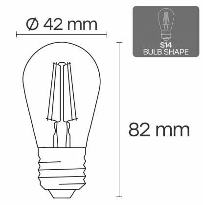 Visional VS-B-19 Dārza ķēdes LED filamentu spuldze E27 A60 | 1W | 2700K silti balta | 100lm | Dimmējama